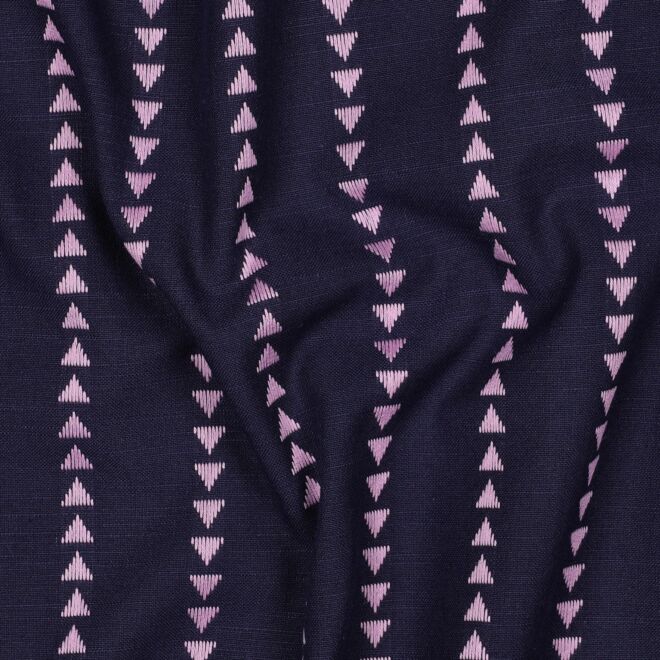 Baumwoll-Dobby "Triangles" navy (garngef&auml;rbt)