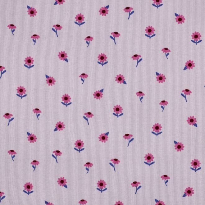 Rippjersey „Flowers“ flieder