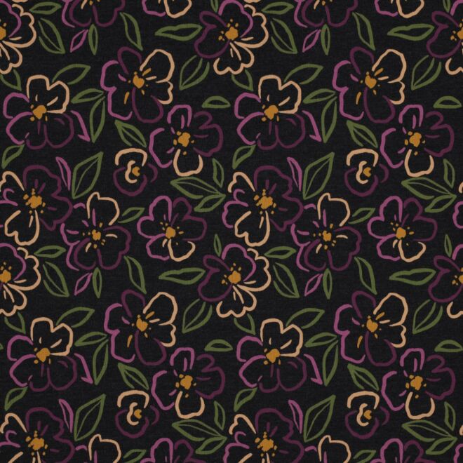 Jersey „Midnight Bloom“ anthrazit-meliert