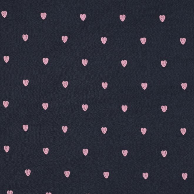 Bestickter Musselin „Rose Hearts“ marine