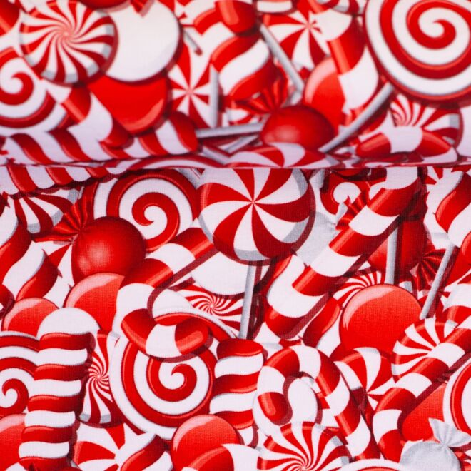 French Terry Holly Zuckerstangen rot/wei&szlig;