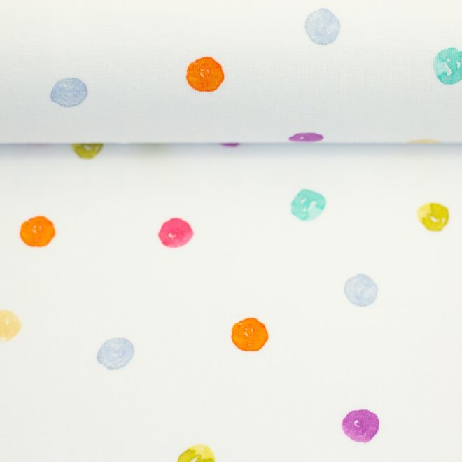 Jersey Flowerpop Konfetti Dots weiß