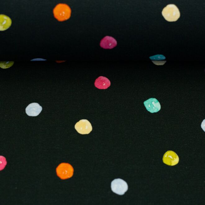 Jersey Flowerpop Konfetti Dots schwarz