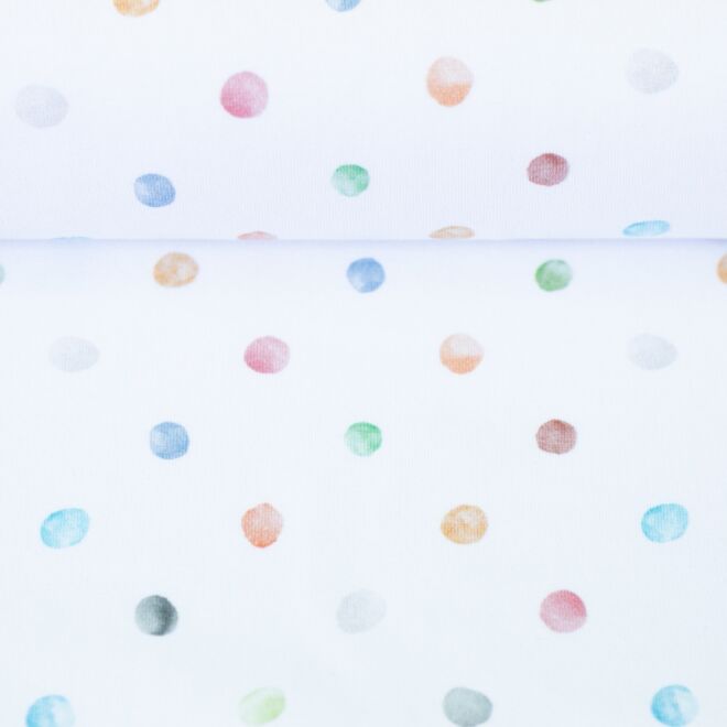 Baumwolljersey Nara Aquarelltupfen bunt/weiß