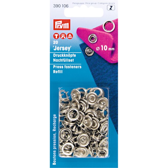 Prym Jersey Druckknöpfe silber, Nachfüllpack