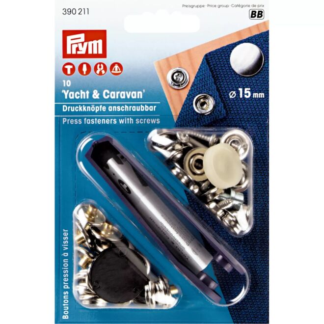 Prym Yacht & Caravan Druckknöpfe silber, 15mm