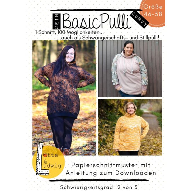 Papierschnittmuster Mein Basic Pulli Curvy Gr. 46 - 58
