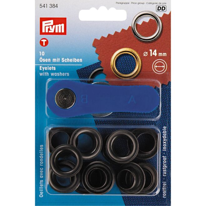 Prym Ösen mit Scheiben 14mm schwarz