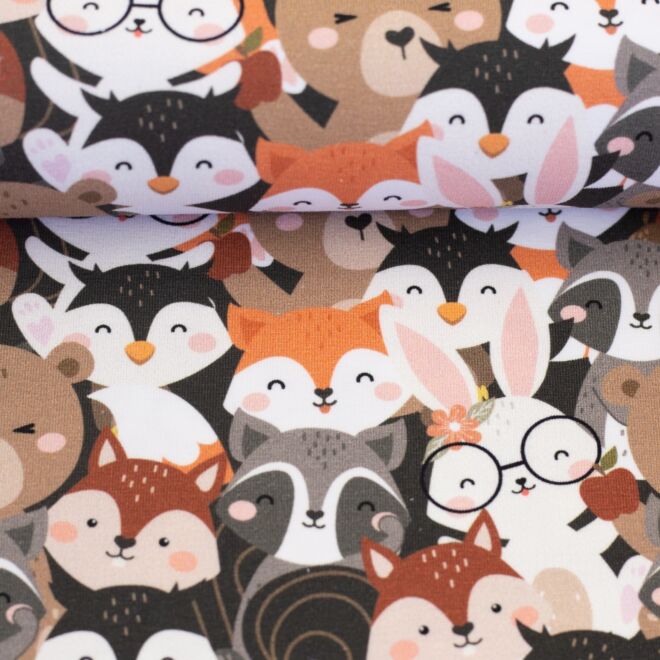 Vorbestellung Baumwolljersey Gary Tierköpfe Allover