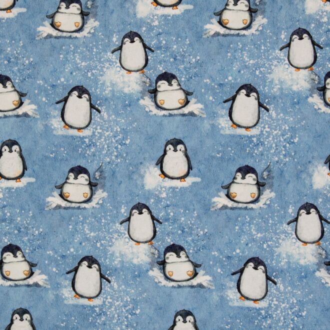 French Terry Arctic Pinguine blau