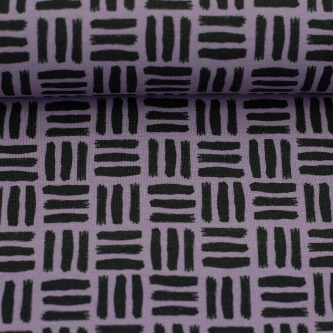 Modal French Terry Wabi Grid lavendel/anthrazit