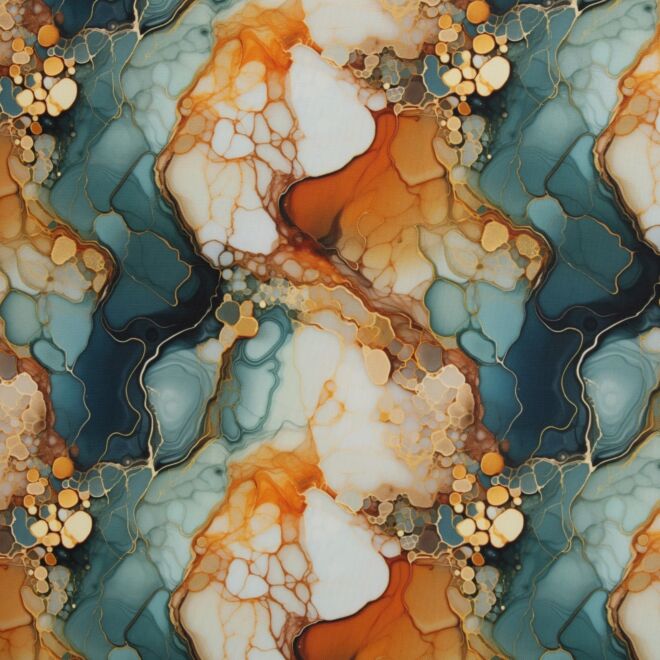Taschenstoff Flowing Bloom "Marble" petrol by Sarah Mariam