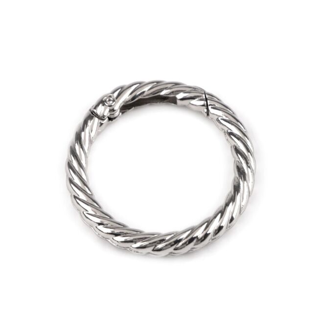 32mm Deko-Karabiner rund "gedreht" silber