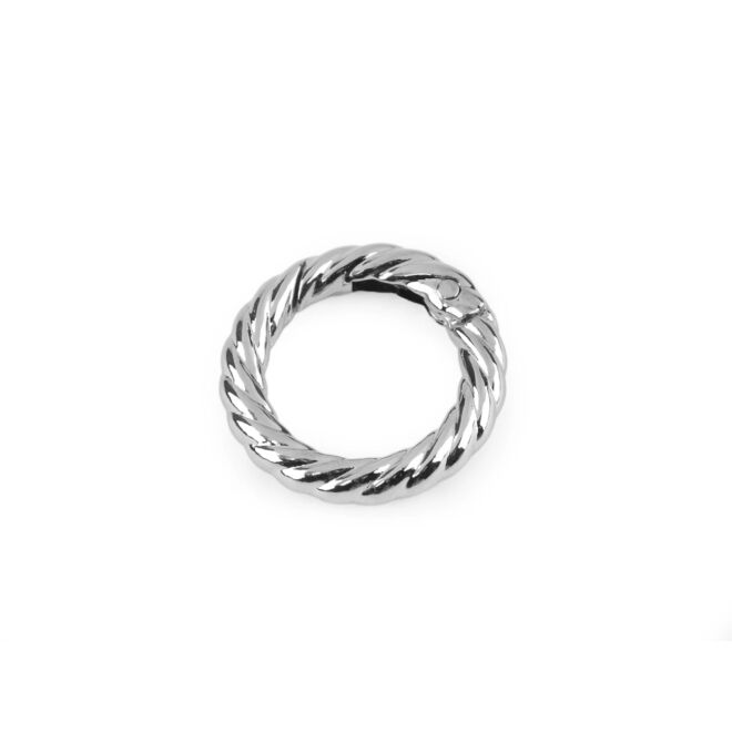 20mm Deko-Karabiner rund "gedreht" silber