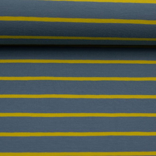 Vorbestellung Streifenjersey "Isa" rauchblau/jasmin