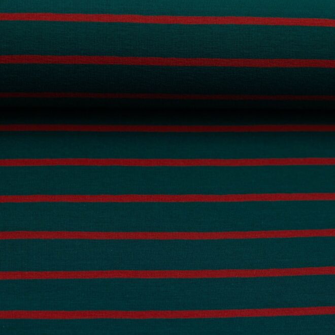Vorbestellung Streifenjersey "Isa" petrol/rot