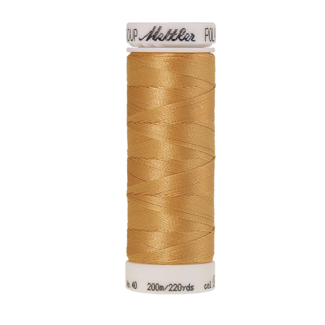 Amann Mettler Poly Sheen Old Gold glänzt durch den trilobalen Fadenquerschnitt besonders schön. Zum Sticken, Quilten, Nähen. 200m Spule