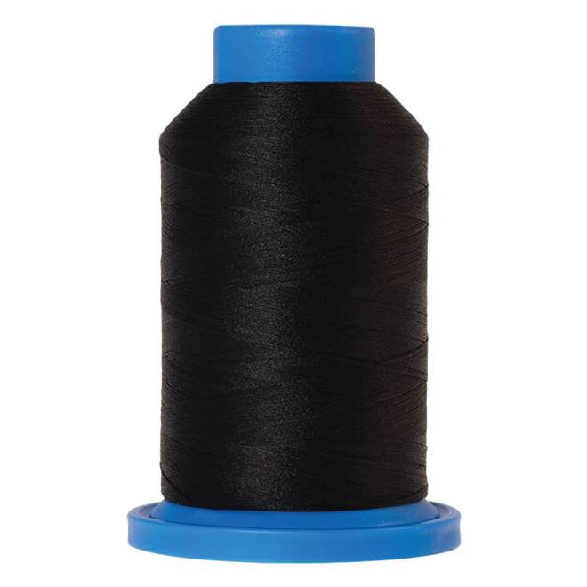 Amann Mettler Seraflock in der Farbe Black auf der 1000m Kone. Seraflock ist ein Bauschgarn, besonders geeignet für Dessous, Schwimm- und Sportbekleidung.