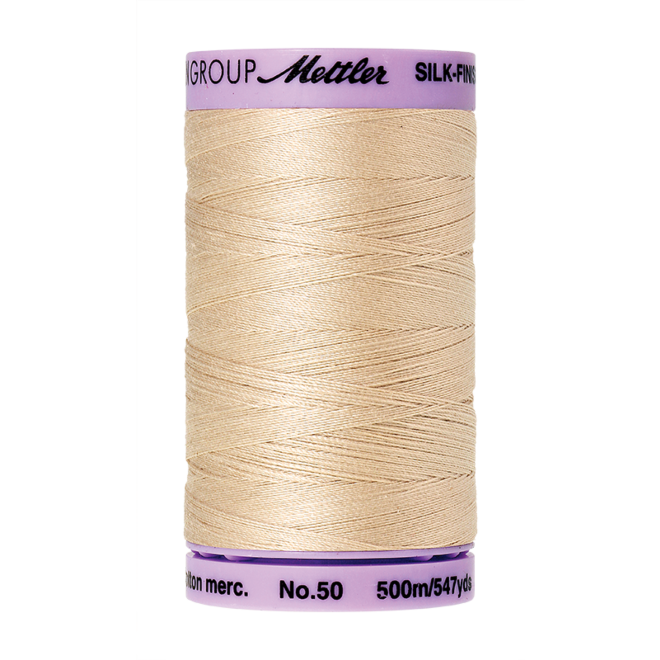 Silk-Finish Cotton 50, 500m - Eggshell: Reines Baumwollgarn aus 100% langstapliger, ägyptischer Baumwollte von Amann Mettler