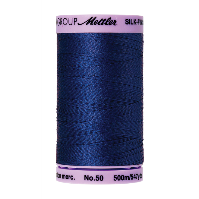 Silk-Finish Cotton 50, 500m - Royal Blue: Reines Baumwollgarn aus 100% langstapliger, ägyptischer Baumwollte von Amann Mettler