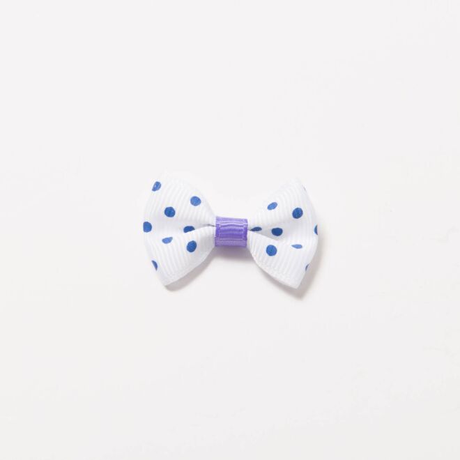 Grosgrain-Schleife Multi 4cm Punkte weiß-blau-mauve