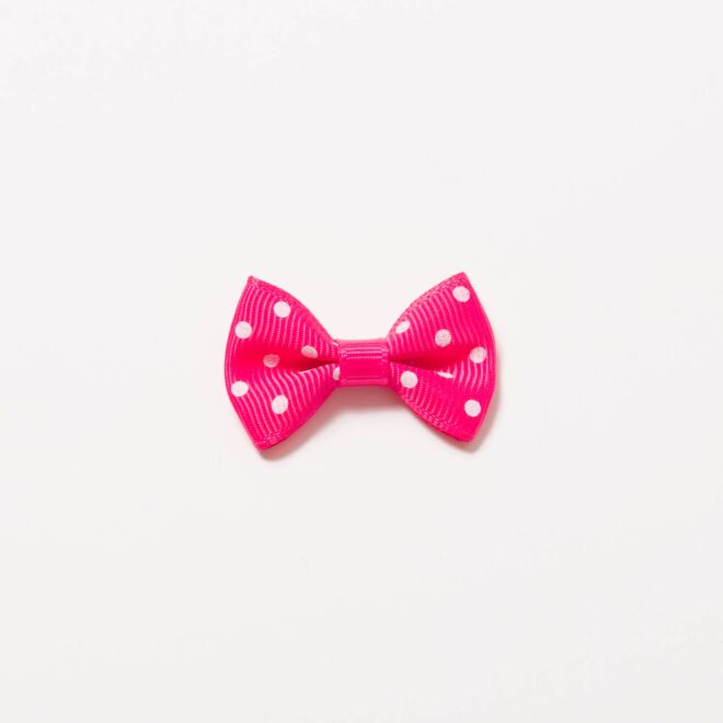 Grosgrain-Schleife Multi 4cm Punkte fuchsia-weiß
