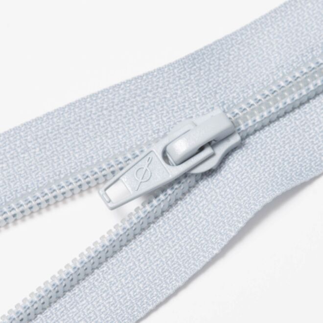 Teilbarer Nylon Reißverschluss, 6mm, hellgrau