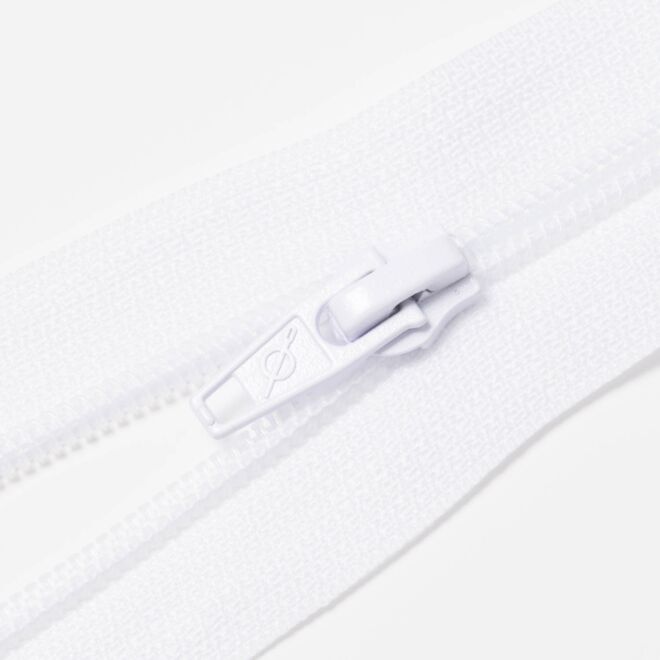 Teilbarer Nylon Reißverschluss, 6mm, weiß