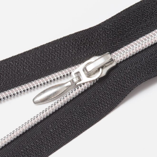 Nylon Reißverschluss "Silber", 6mm, teilbar, schwarz