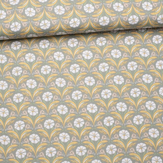 Webware Art Deco Blüten grau