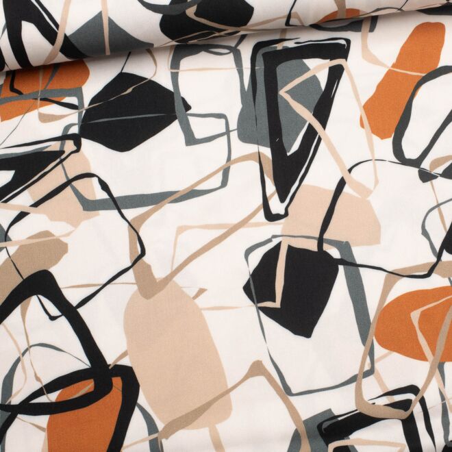 Viskose Geometrische Strukturen ecru/braun