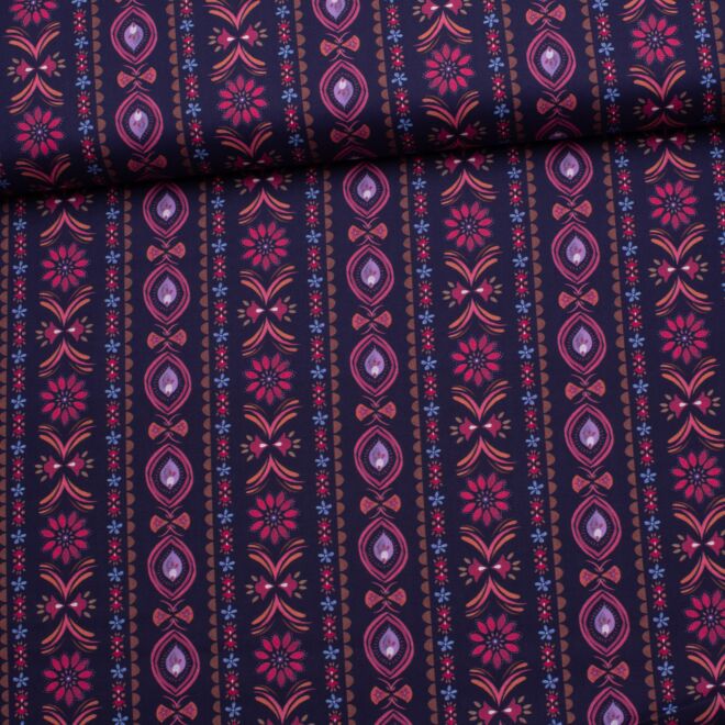 Baumwollwebware "Folklore Stripes" navy