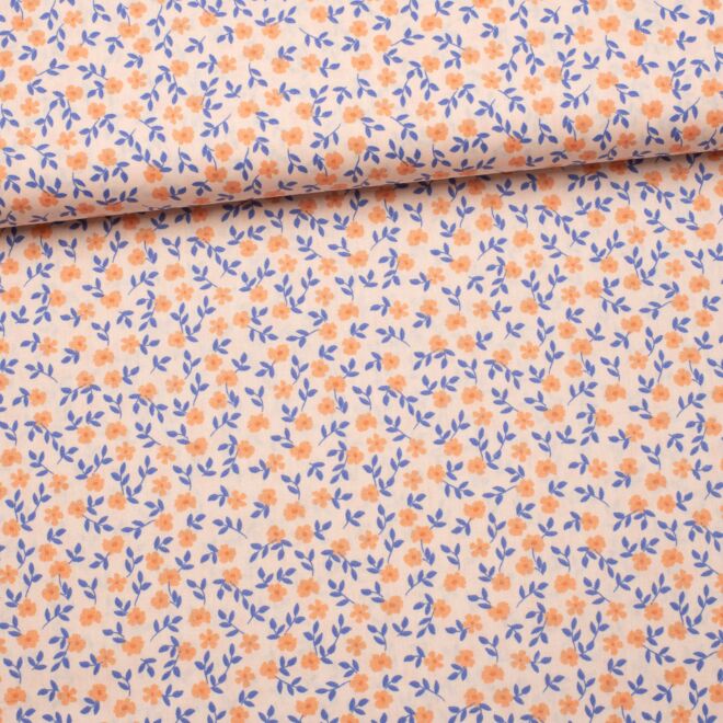 Bio-Baumwollwebware Peach Flowers pfirsich