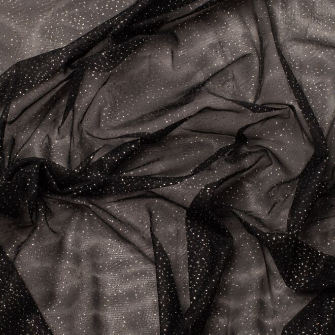 Glitzertüll "Sparkle" schwarz/silber