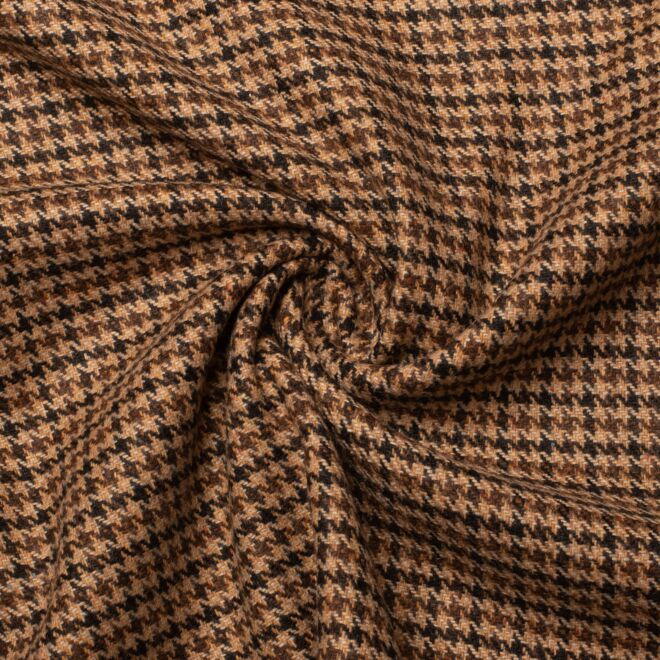 Wollstoff Hahnentritt goldbraun (made in Italy)