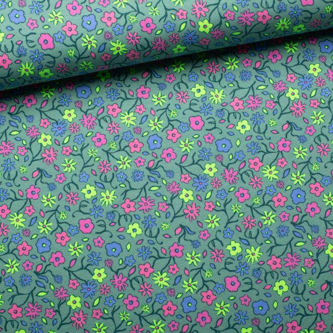 Jersey Neon Flowers grün
