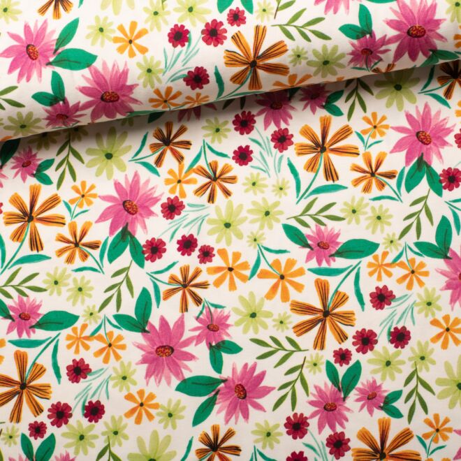 Jersey Flowergarden weiß