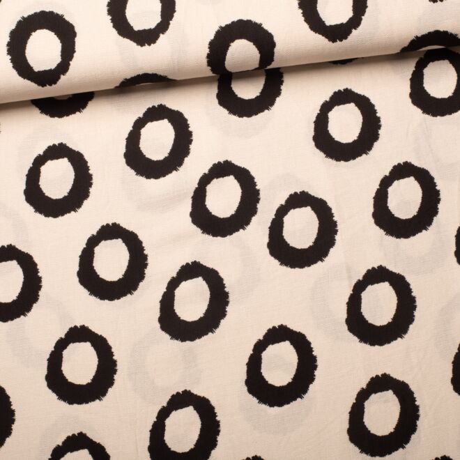 Viskose-Stoff „Punkte grafisch“ weiß/schwarz