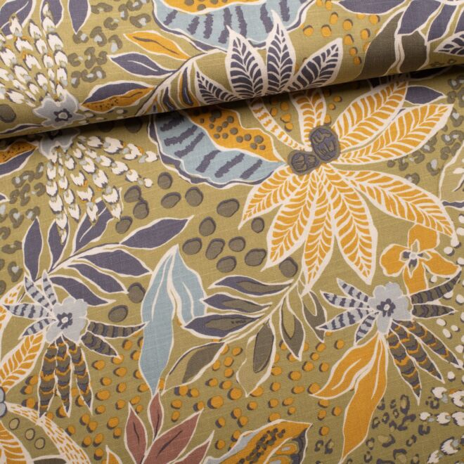 Viskose-Stoff „Tropical Garden“ oliv