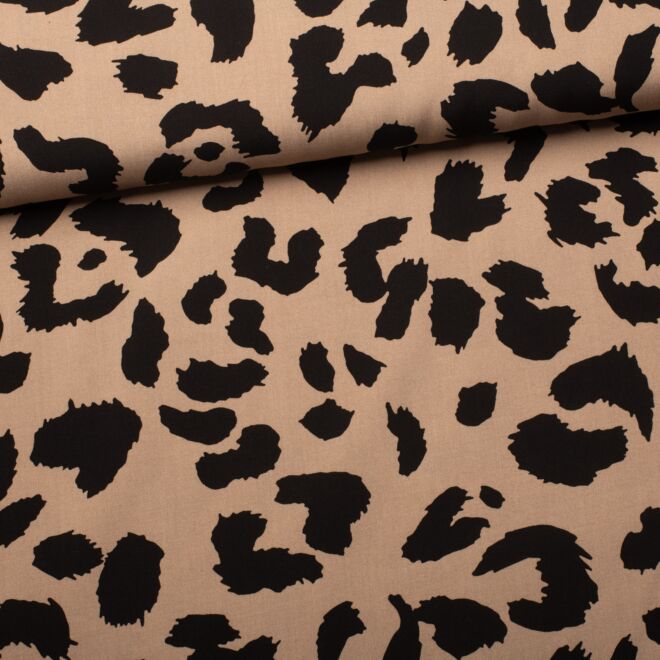 Viskose-Popeline „Leopard“ sand/schwarz
