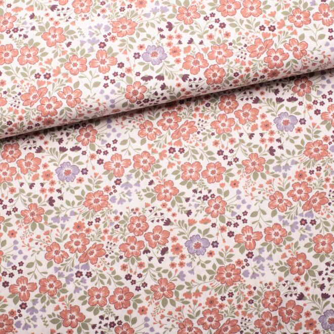 Baumwollwebware „Romantic Flowers“ creme
