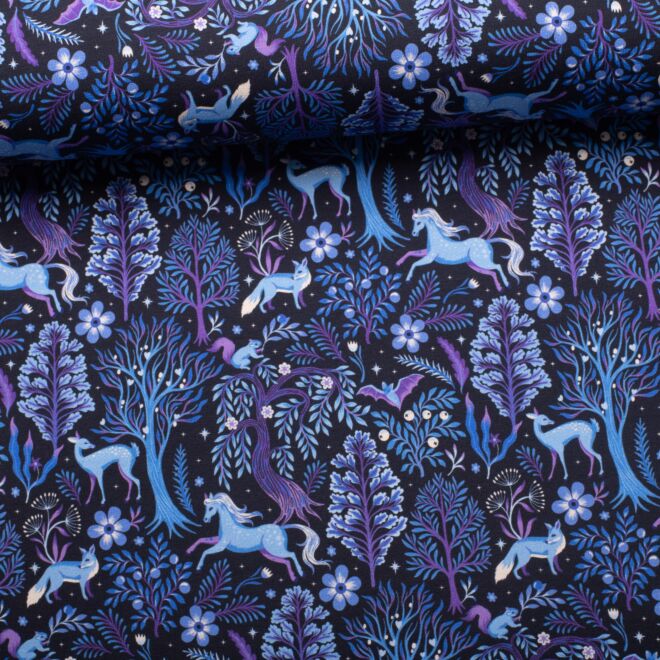 French Terry „Little Winter Dogs“ Lila