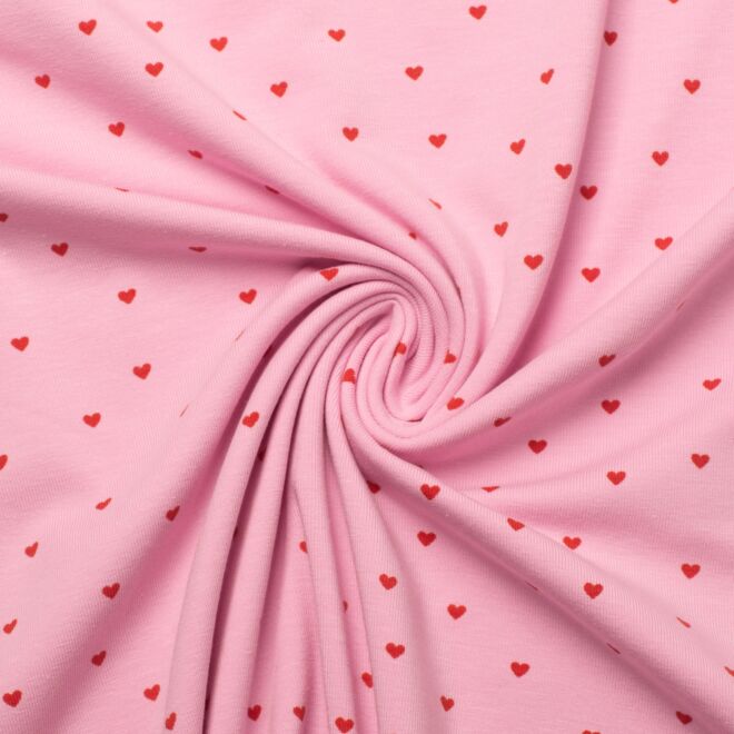 Baumwolljersey Mini Hearts rosa