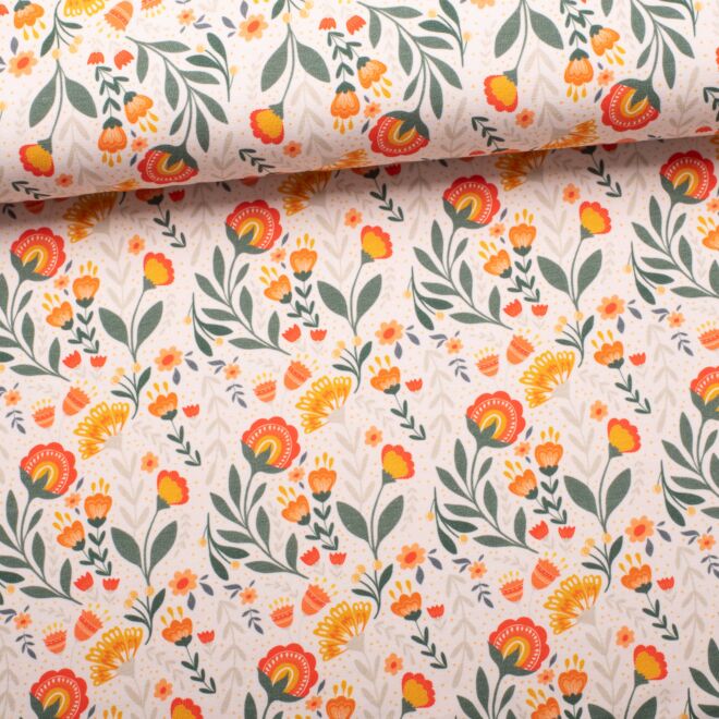 French Terry „Ballonträume im Herbst“ ecru