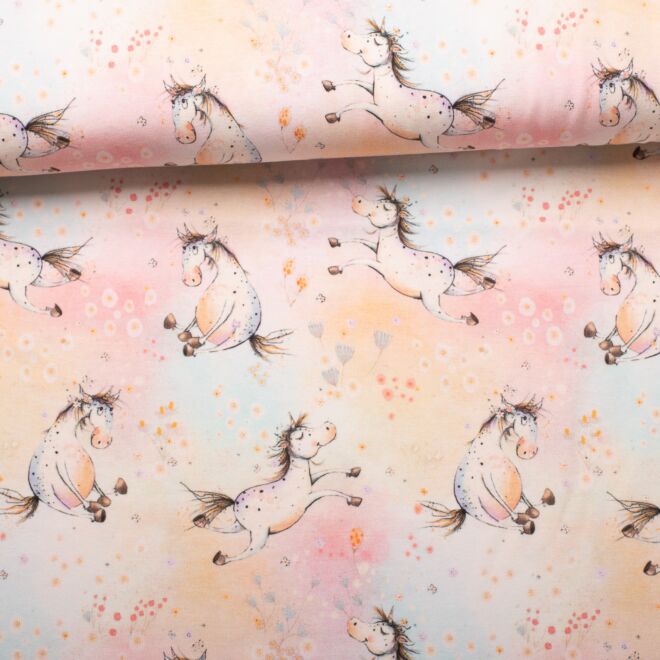 Baumwolljersey Fleurs by Lausemia - Streublumen dunkelblau