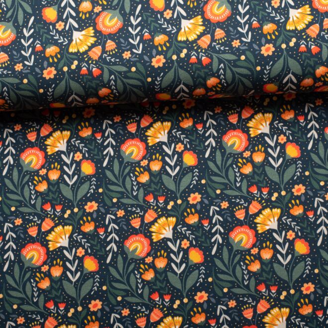 French Terry „Ballonträume im Herbst“ ecru