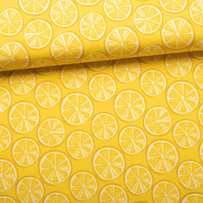 Baumwolljersey Melody Zitronen gelb