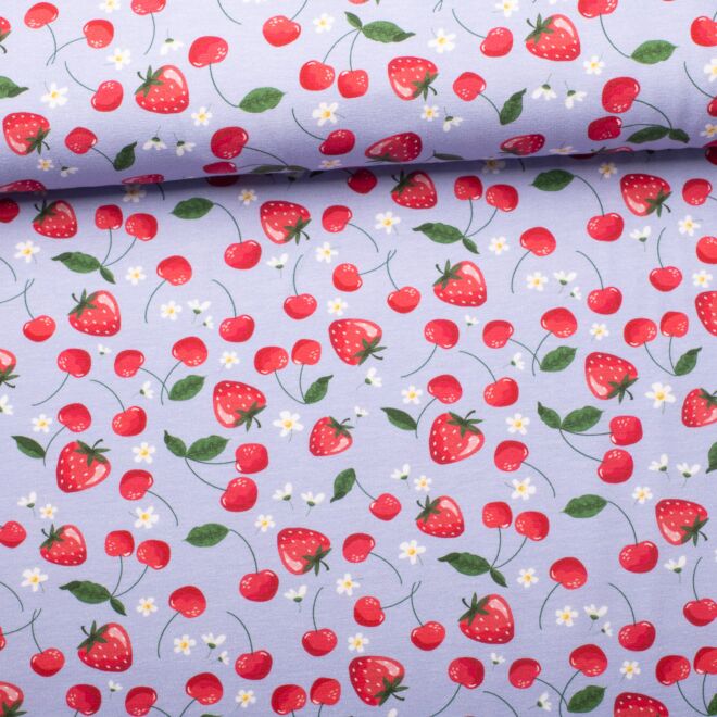 Baumwolljersey Melody Erdbeeren fliederrosa