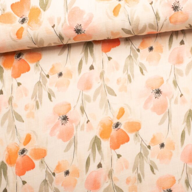 Double Slub Musselin Soft Fleur pfirsich