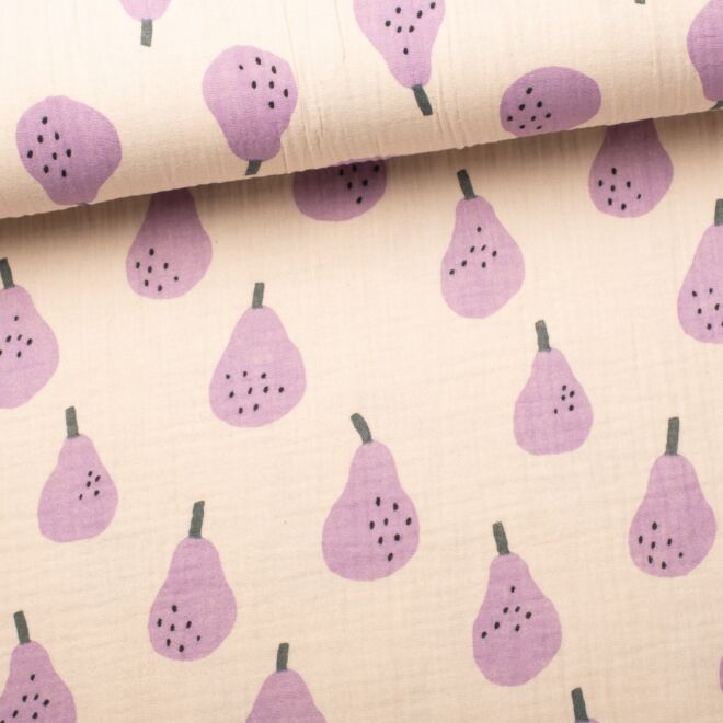 Bio-Musselin "Birnen" flieder by Jennifer Bouron